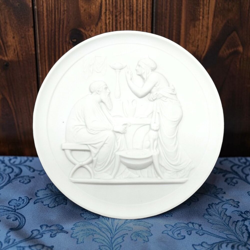 Thorvaldsen Royal Copenhagen Porcelain Bisque Plaque Old Age Winter Denmark 70s